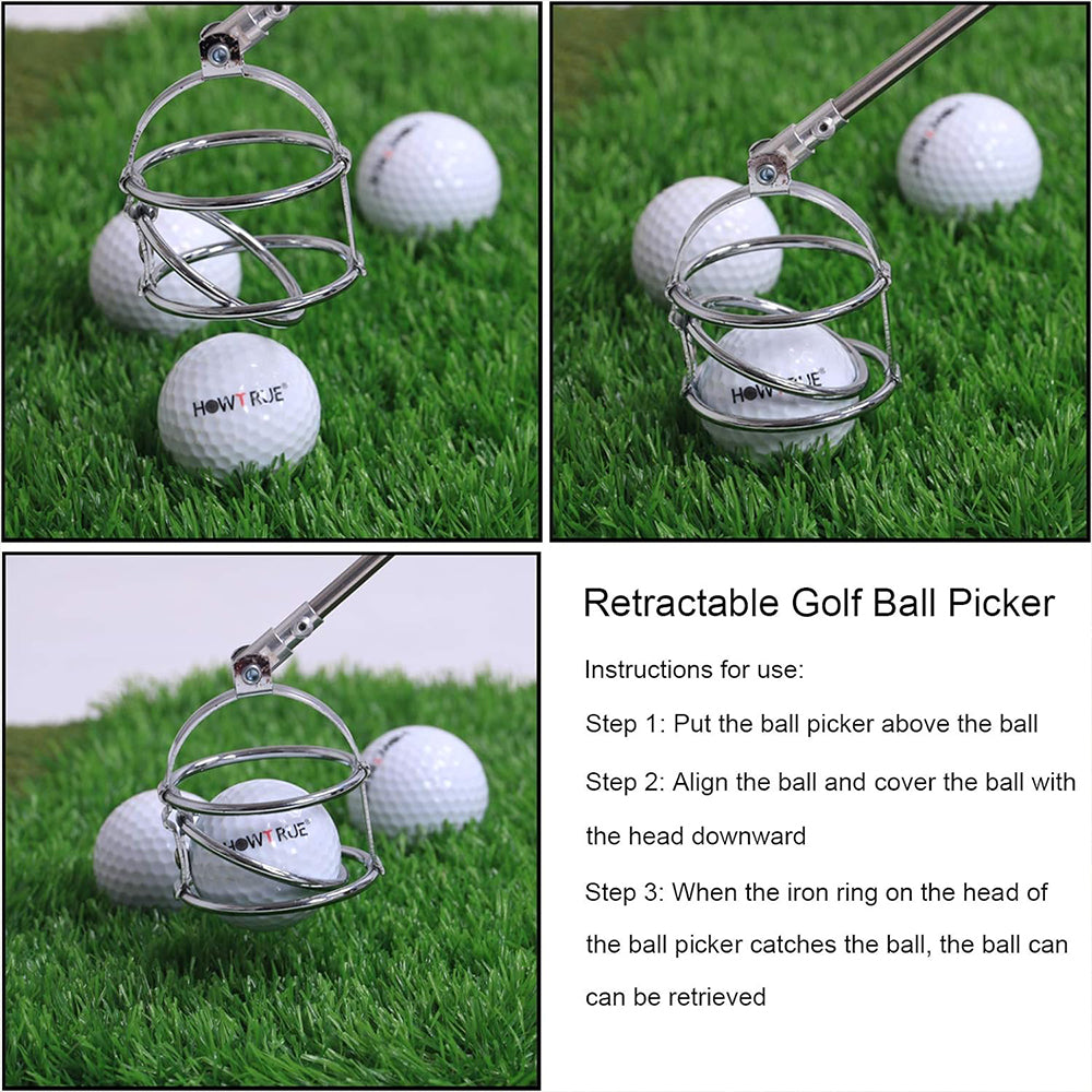Telescopic Golf Retriever(15-78 Inch)Portable Golf Pick-up Spoon and Golf Grab